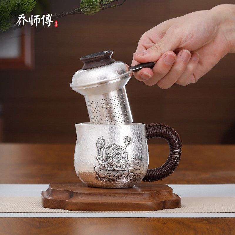 银壶纯银999泡茶壶足银公道杯手工旅行便携快客杯煮茶壶功夫茶具