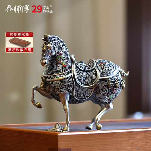 纯银摆件足银香炉一马当先