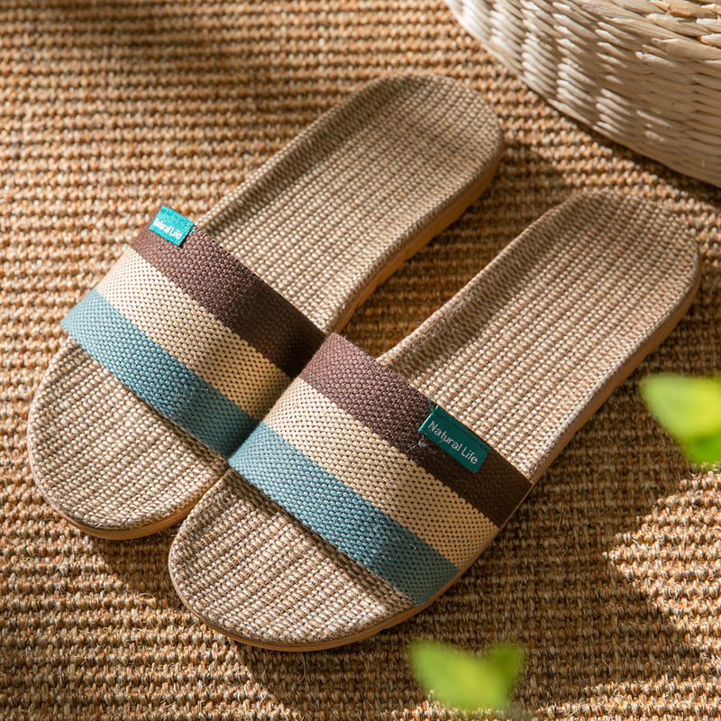 亚麻拖鞋男潮透气室外四季