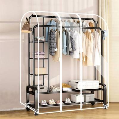 卧室落地衣架防尘罩全封闭简易盖布透明带挂式大衣罩子套防尘袋