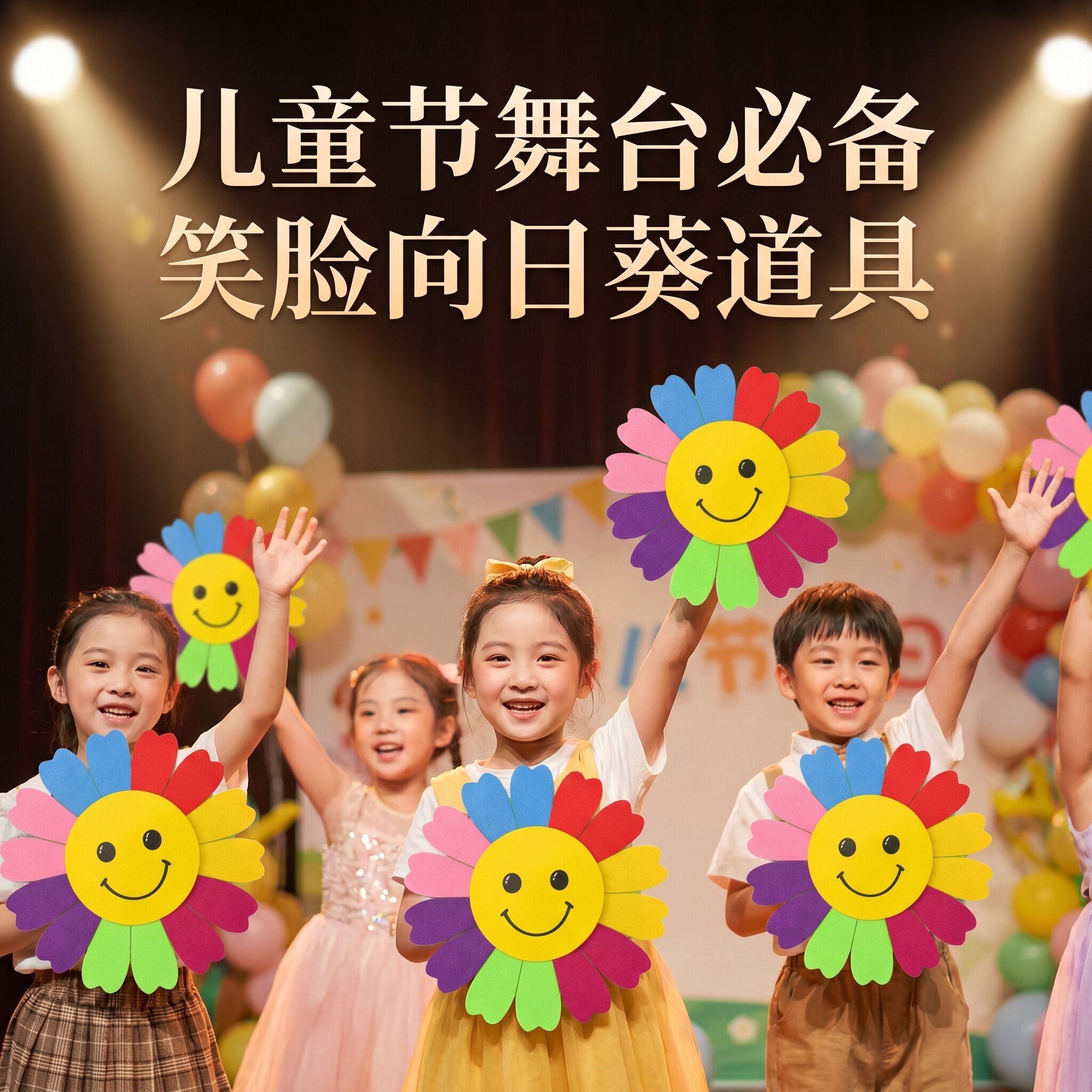 彩虹色的花表演道具2026新款六一儿童节运动会跳舞男女童手腕花