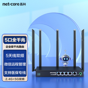 磊科B6全千兆无线路由器多WAN口商铺专用wifi企业级5G双频1200M高速穿墙铁壳支持医保专线电信移动联通宽带