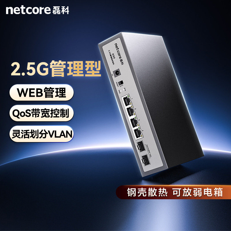 磊科2.5G交换机4/8网口+10G万兆SFP光口兼容千兆家用WEB管理型监控网线高速NAS即插即用可放弱电箱机架式GS6