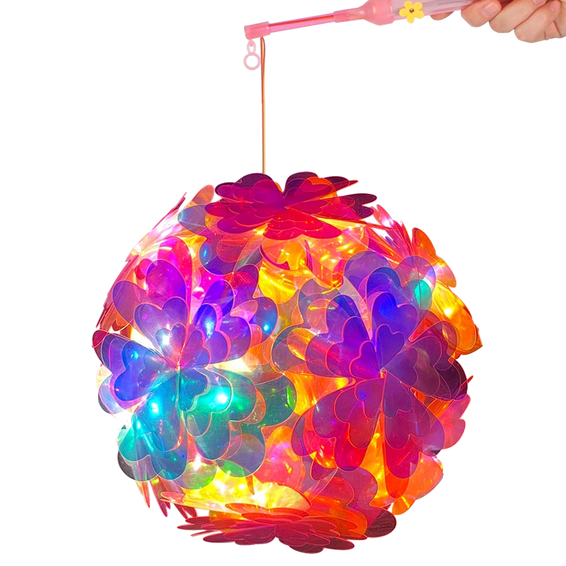 2026年元旦节镭射灯笼儿童手工diy材料包炫彩花灯手提发光小夜灯