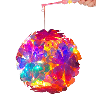 2026年元宵节镭射灯笼儿童手工diy材料包炫彩花灯手提发光小夜灯