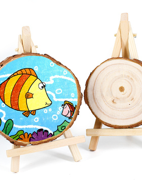 小木桩圆木片diy木头片装饰年轮原木片松木片拍摄道具手绘木片画