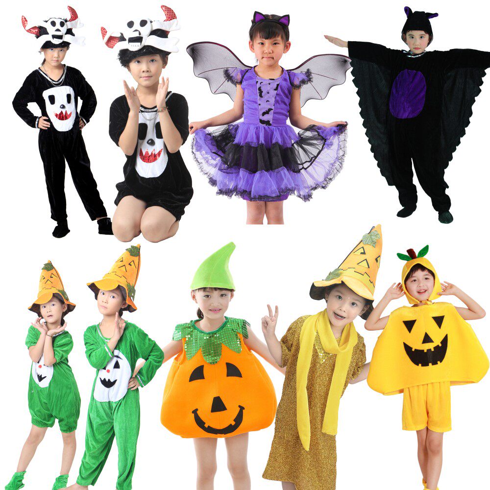 儿童万圣节服装 女童化妆舞会演出蝙蝠南瓜公主蜘蛛恶魔表演服装