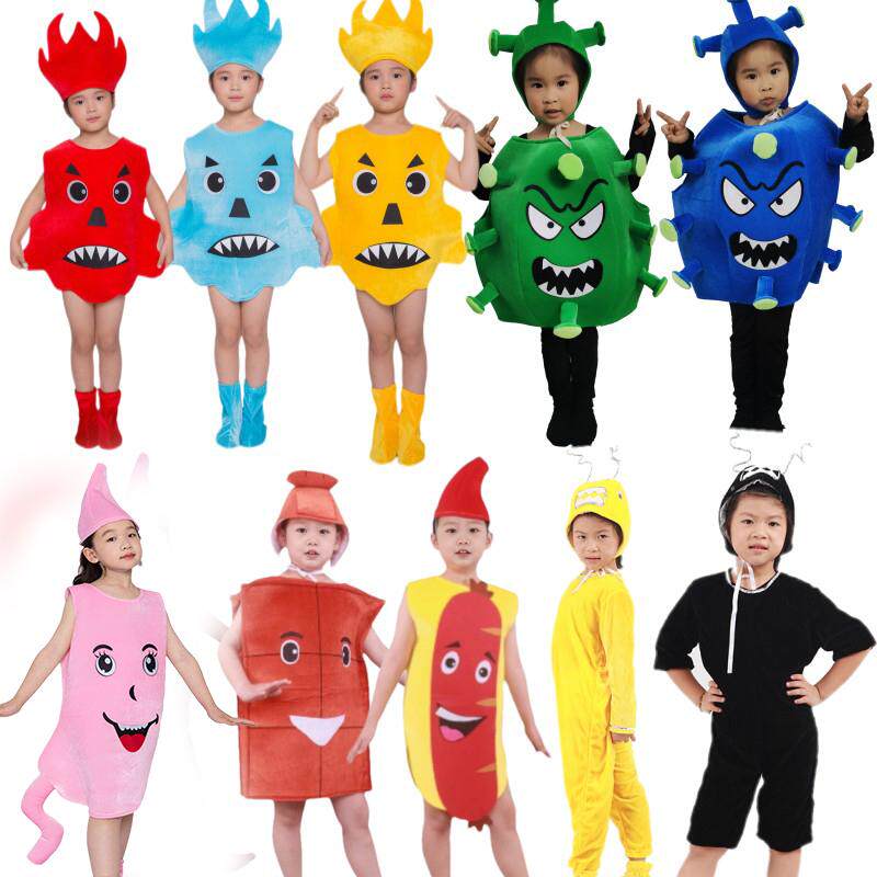 六一幼儿园绘本剧细菌遇杀手演出服装肠胃病毒微生菌儿童表演服装