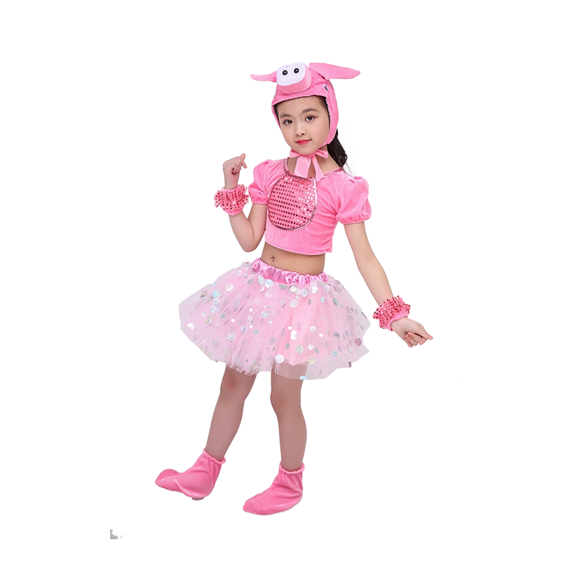 儿童三只快乐小猪卡通表演服装