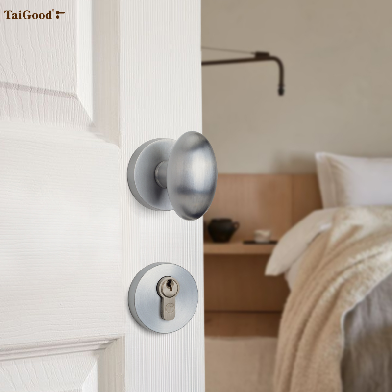 世连泰好球形门锁室内静音磁吸房门分体锁家用复古双开门黄铜门锁