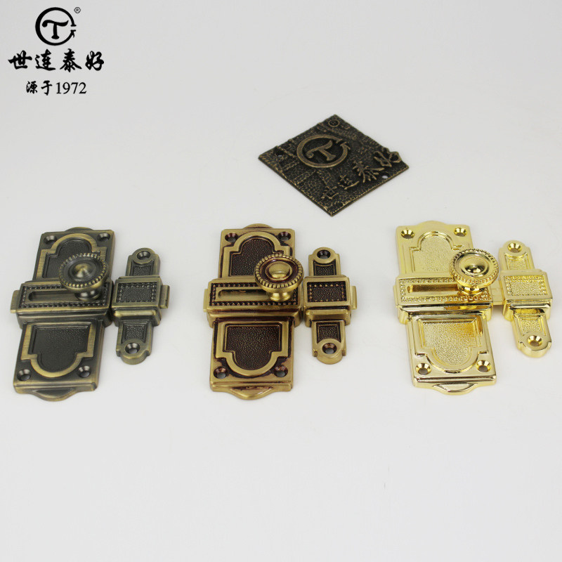 世连泰好铜锁 黄铜明插销 全铜防盗欧式明装门栓插销 DR 01