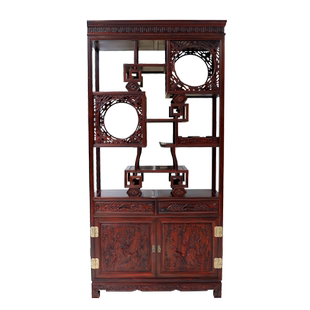 红木博古架 印尼黑酸枝多宝阁 阔叶黄檀古董架置物架中式实木隔断