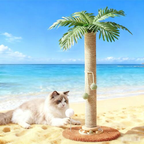猫咪玩具自嗨解闷猫抓板耐磨不掉屑立式剑麻逗猫椰树转盘猫咪专用