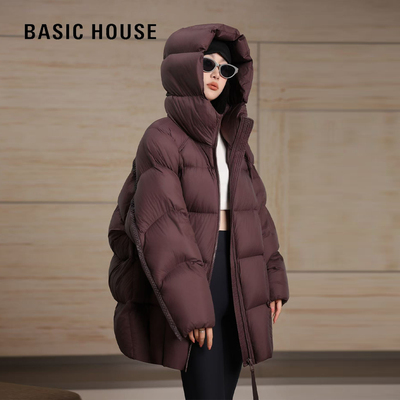 百家好冬季新款高领连帽羽绒服