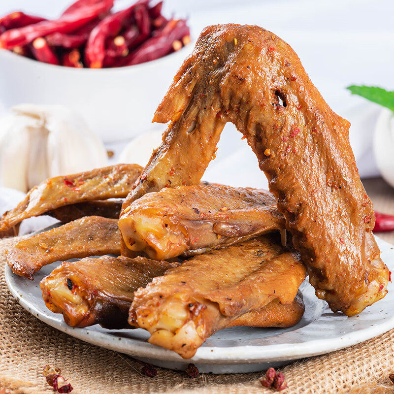 罗大胡子熏卤鸭翅经典熏香/招牌香辣味600g非遗米熏技艺卤味零食