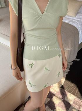 DIGM-春上新法式甜美气质重工刺绣设计高腰显瘦半身裙D72127
