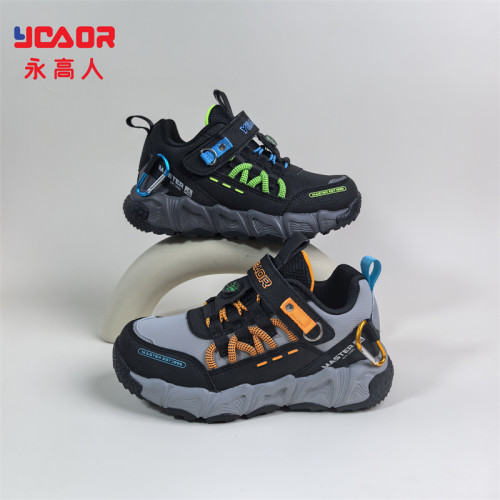 永高人秋款皮面男中童户外运动鞋