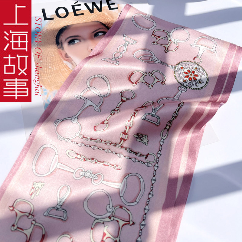 100%桑蚕丝丝巾长条飘带搭配衬衫女波点真丝围巾长方形丝巾发饰