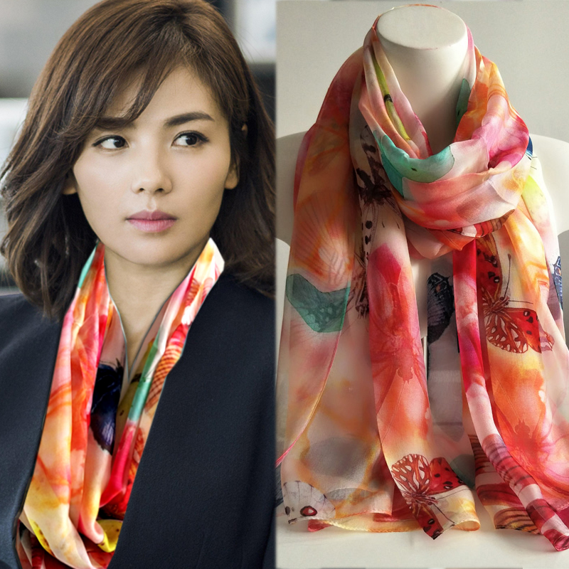 100%桑蚕丝丝巾女中年百搭妈妈款纱巾春秋季保暖旅游披肩真丝围巾