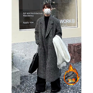 fmario 韩风夹棉加厚保暖中长款休闲宽松含羊毛呢料大衣男女