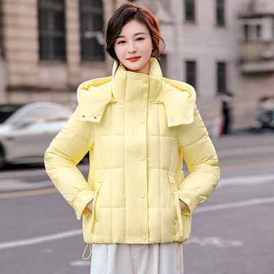 冬季短款可拆卸帽子棉服女外套