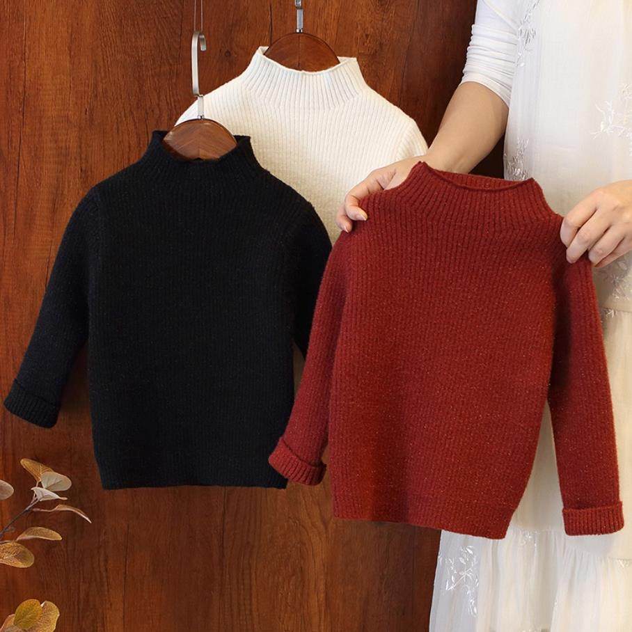 男女童毛衣秋冬新款高领长袖针织衫宝宝百搭加厚保暖打底衫修身型