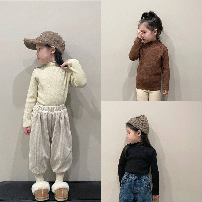 女童半高领打底衫2026新款冬季中小儿童装高领毛衣男童上衣酷韩版