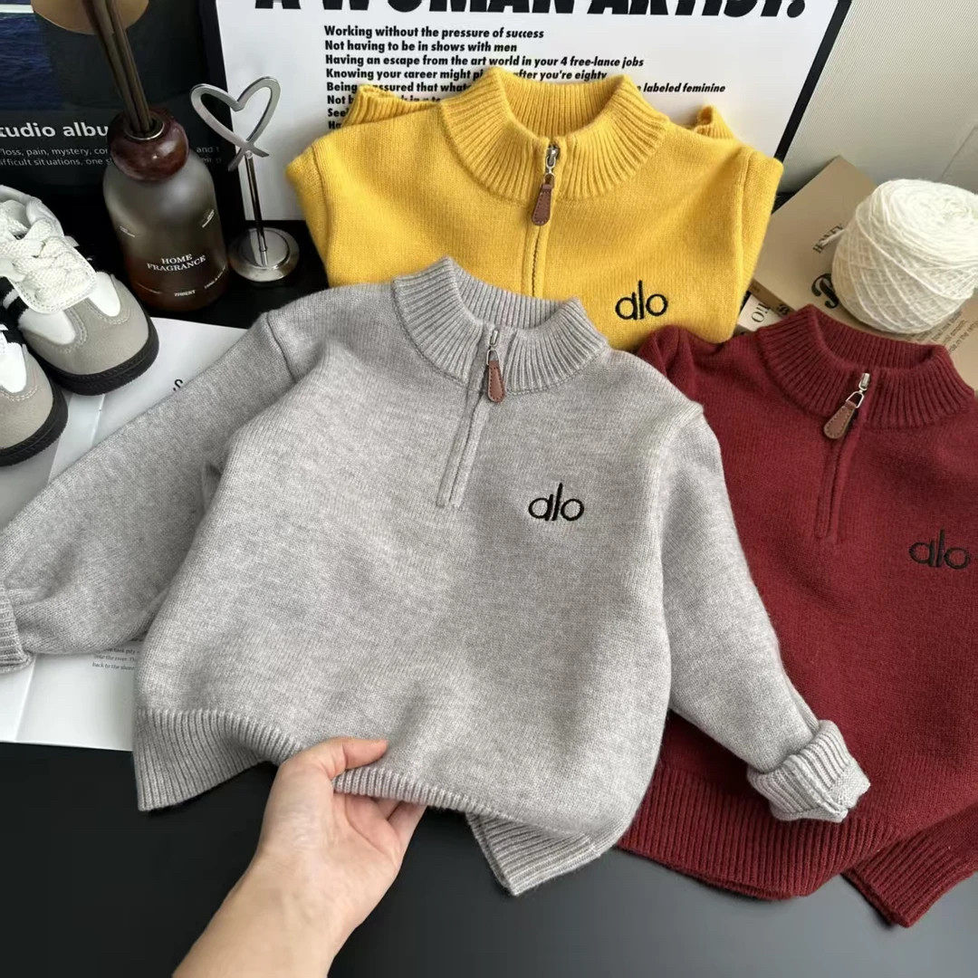 男女童毛衣半拉链针织衫秋季2026新款儿童韩版圆领套头打底衫厚款