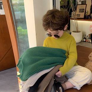童装儿童厚保暖毛衣宝宝秋冬纯色内搭针织衫男童半高领上衣韩版男