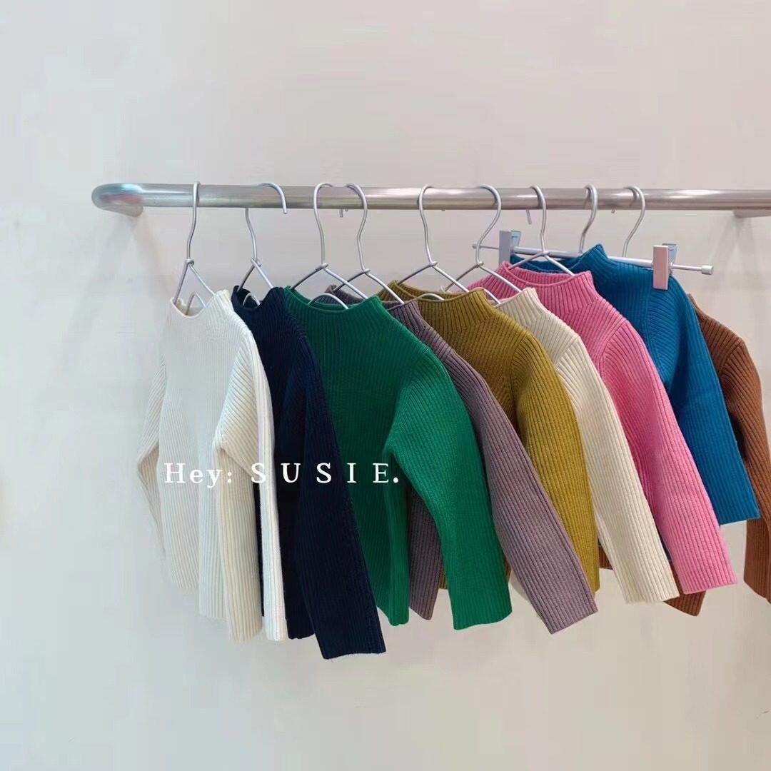 男童女童秋冬装半高领内搭针织衫宝宝秋季新款坑条毛衣儿童装套头