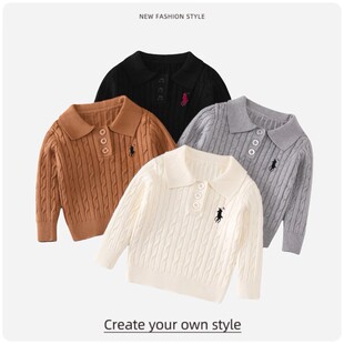 2026秋冬装韩版男女童气质polo领套头毛衣中小儿童针织衫上衣长袖