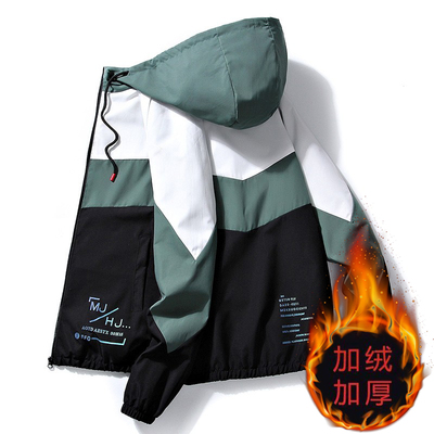 连帽冬季宽松百搭外套男加绒加厚