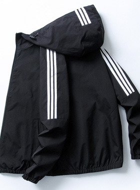 春秋男士外套休闲运动夹克青少年学生潮流上衣服薄款连帽男装褂子