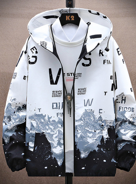 春秋男士外套潮流韩版百搭夹克青少年学生上衣服休闲薄款宽松褂子