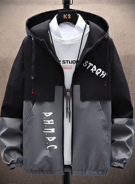 春秋季男士外套潮流韩版工装学生夹克男上衣薄款休闲宽松男装褂子