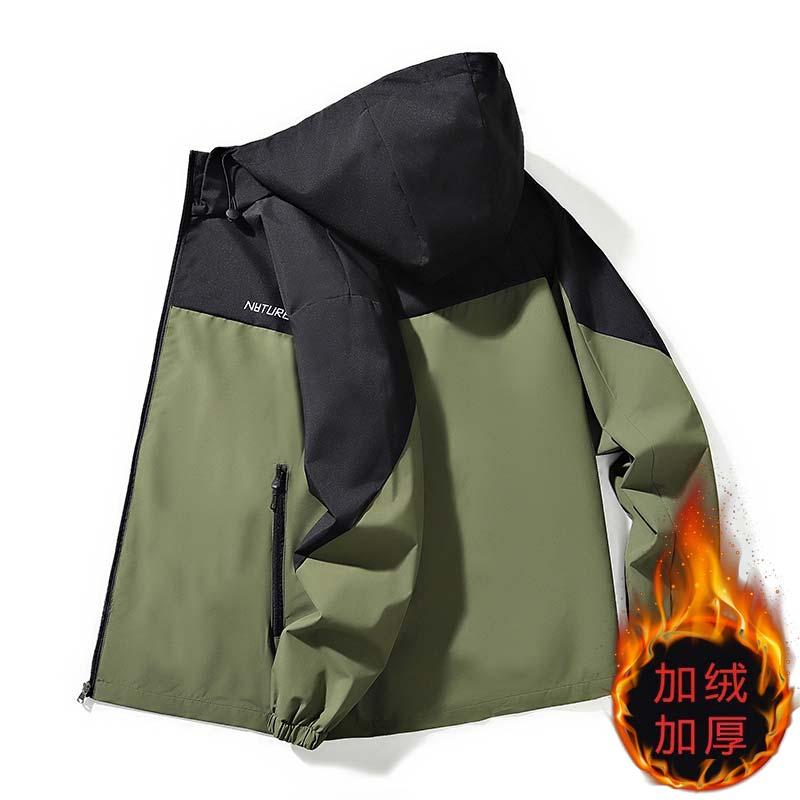 加厚加绒外套男连帽冬季宽松保暖