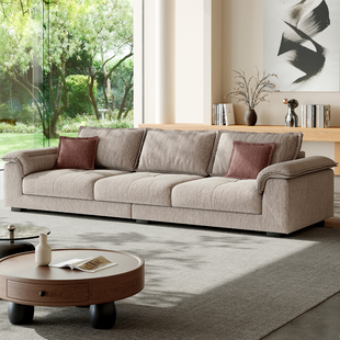 奥克兰帆船布艺沙发客厅奶油风棉麻雪尼尔绒布设计师直排羽绒沙发
