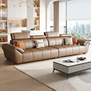 拉芙菲 极简真皮沙发轻奢现代简约客厅直排三人皮艺沙发 意式