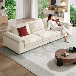 奥克兰帆船布艺沙发客厅奶油风棉麻雪尼尔绒布设计师直排羽绒沙发