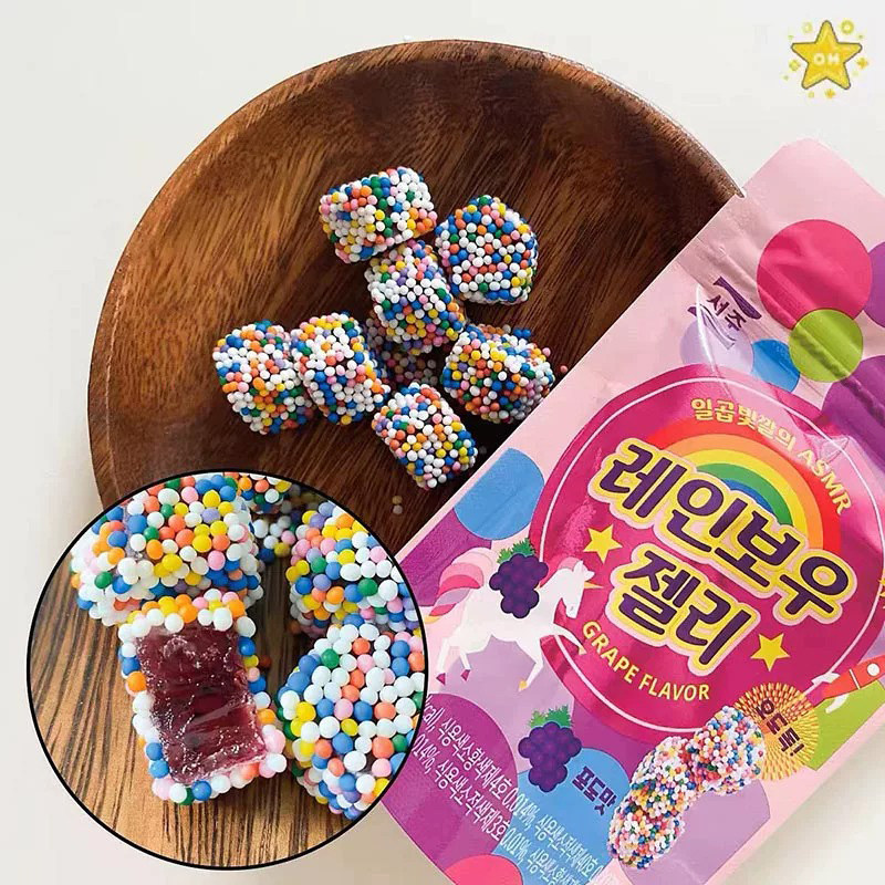韩国进口seoju西洲葡萄味彩虹色软糖休闲零食糖果浓缩果汁网红糖