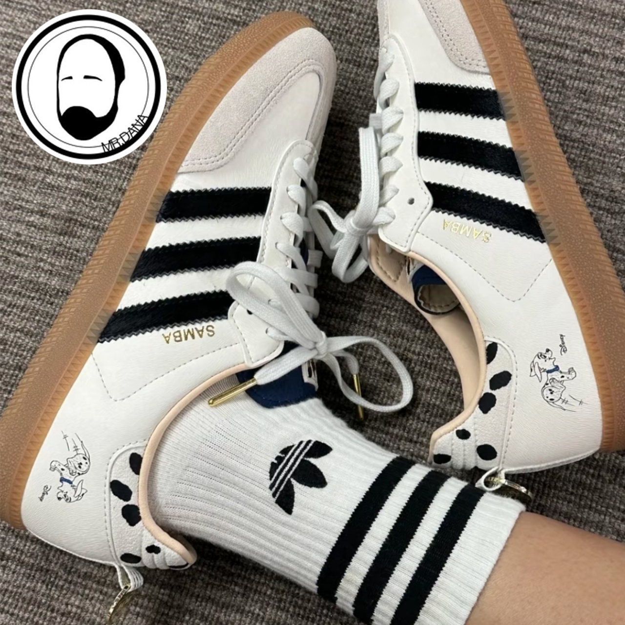 Adidas三叶草Samba OG迪士尼联名斑点狗运动小白鞋德训鞋KJ5990