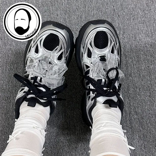 Adidas阿迪达斯 XLG FIN PULSE女款蝴蝶结银黑色厚底老爹鞋LA6811