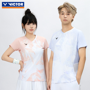 VICTOR胜利羽毛球服威克多男女款清爽舒适针织运动短袖T恤T-60017
