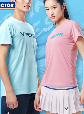 VICTOR胜利羽毛球服威克多短袖T恤易干男女舒适透气T-40050+41050