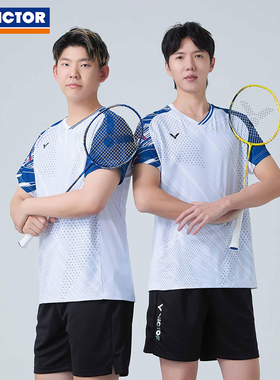 VICTOR胜利羽毛球服威克多男女款清爽舒适针织运动短袖T恤T-60013