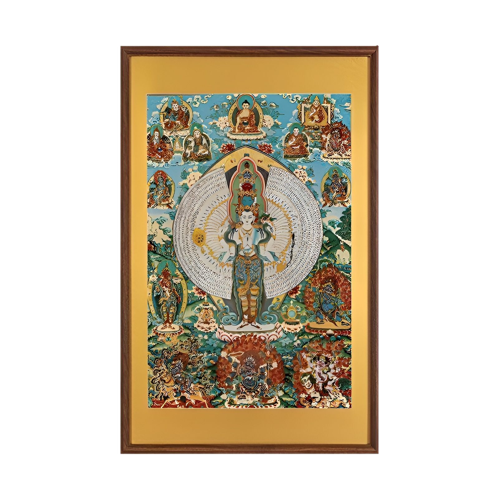 刺绣唐卡千手观音藏式挂画过道玄关客厅茶室沙发背景墙装饰画
