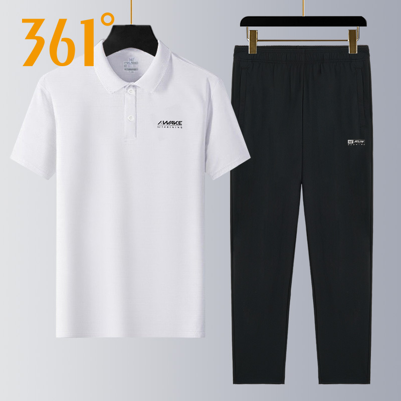 361运动套装男2025夏季新款休闲翻领短袖polo衫长裤子速干两件套