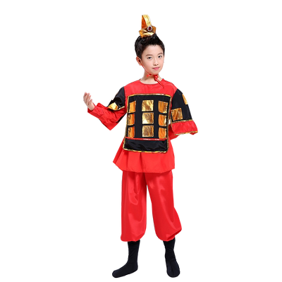 古代士兵演出服儿童花木兰舞蹈服