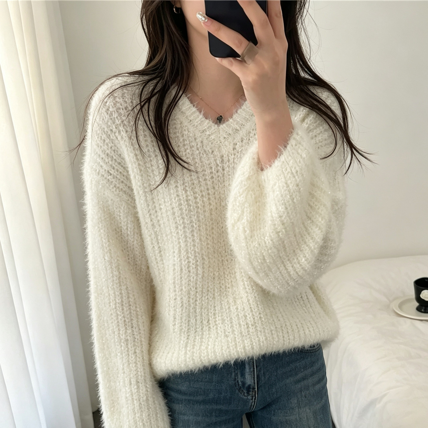 针织衫女长袖宽松外穿毛衣