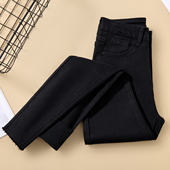 黑色高腰小脚牛仔裤 弹力紧身加绒铅笔裤 女2025秋冬新款 小个子修身